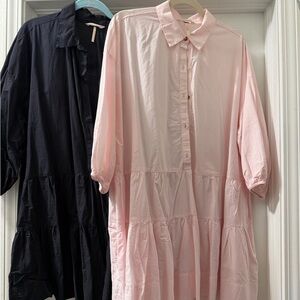 2- Free People Dresses Pink and Black Midi Dress